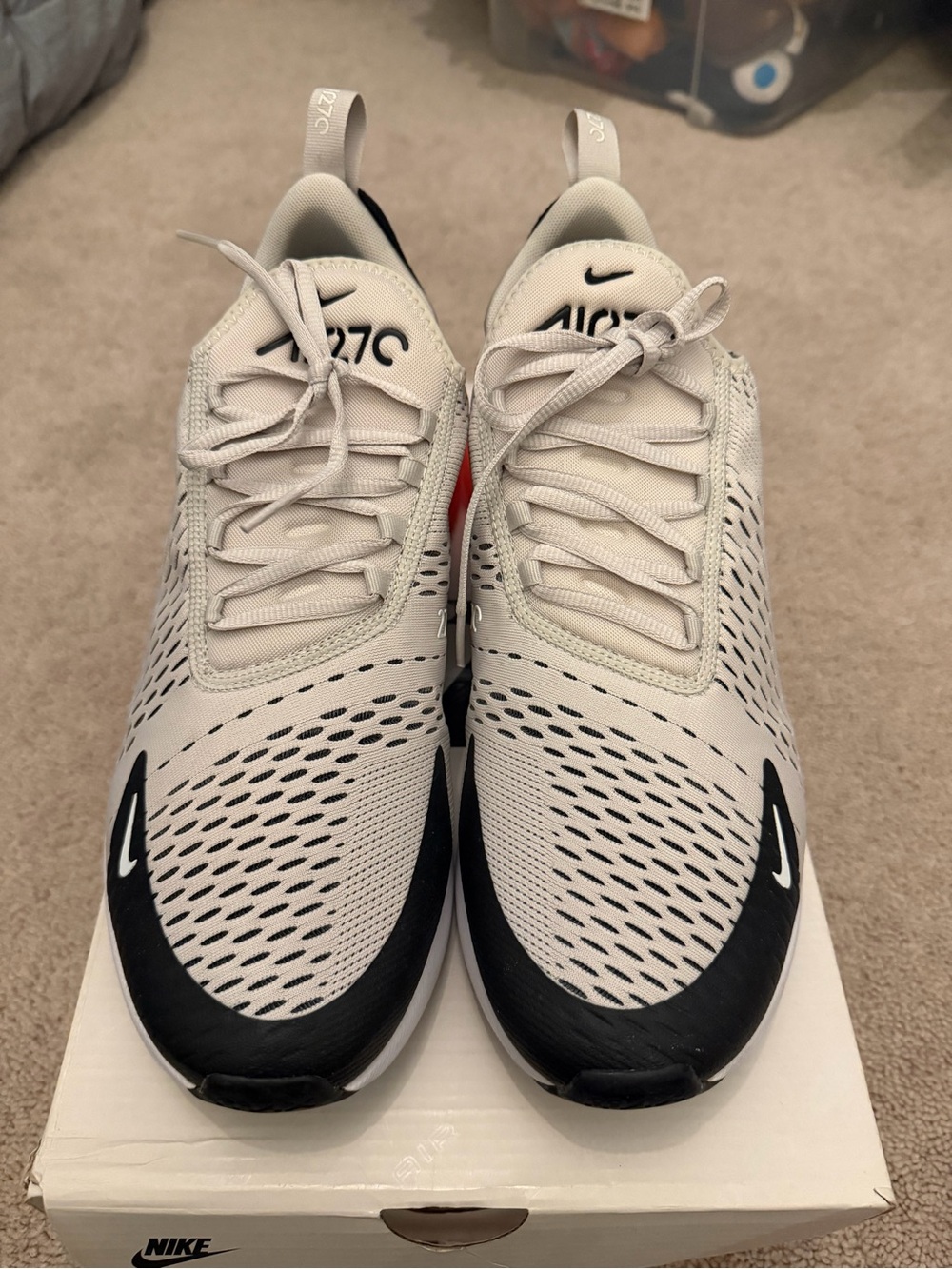 Nike Air 270 Men's Sneakers in White, Black, Red Accent